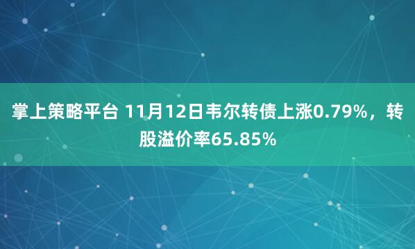 掌上策略平台 11月12日韦尔转债上涨0.79%，转股溢价率65.85%